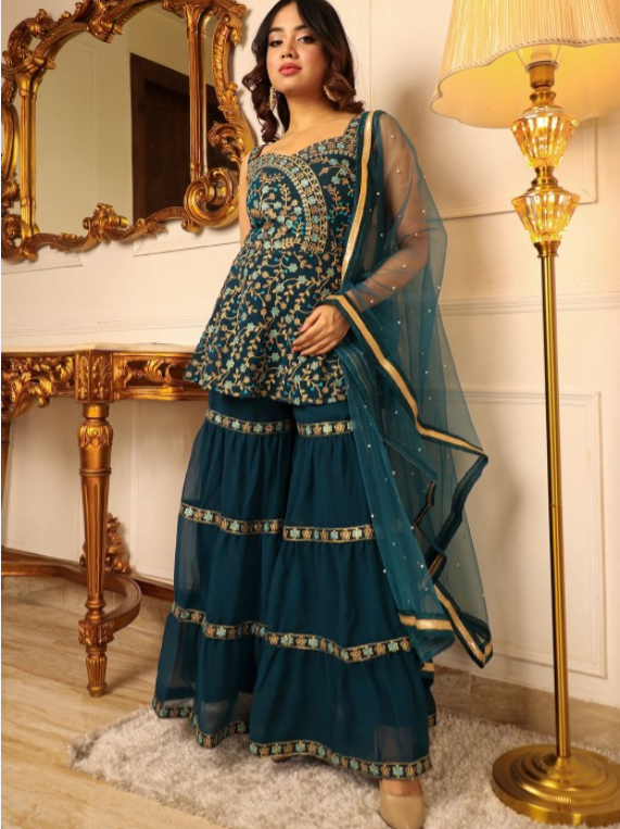Wedding Kurti with Sharara & Dupatta (womwn)